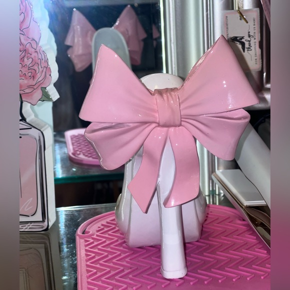 Pink Bow High Heel Ceramic Decor | Girly Vanity & Closet Art I Glam Display - Picture 4 of 6